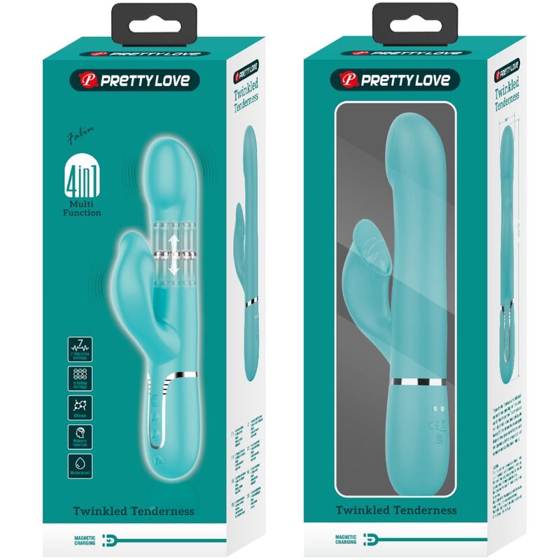 PRETTY LOVE - RABBIT VIBRATOR WITH AQUATIC GREEN PEARLS