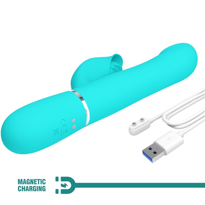 PRETTY LOVE - RABBIT VIBRATOR WITH AQUATIC GREEN PEARLS