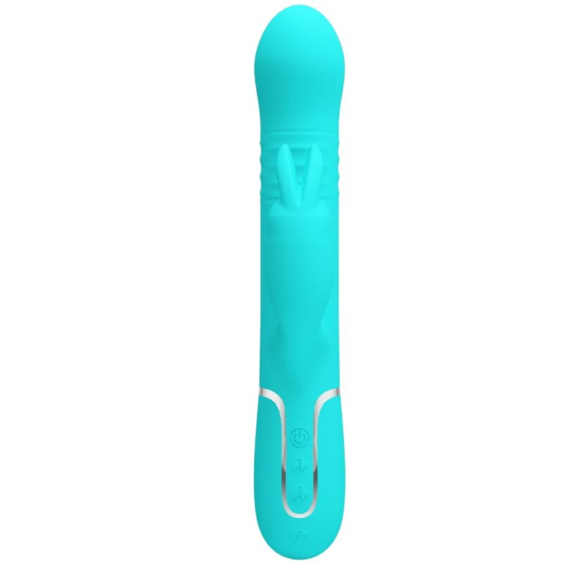 PRETTY LOVE - VIBRATEUR COALE RABBIT PERLES VERT D'EAU
