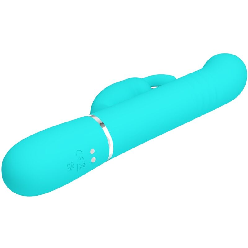 PRETTY LOVE - VIBRATEUR COALE RABBIT PERLES VERT D'EAU