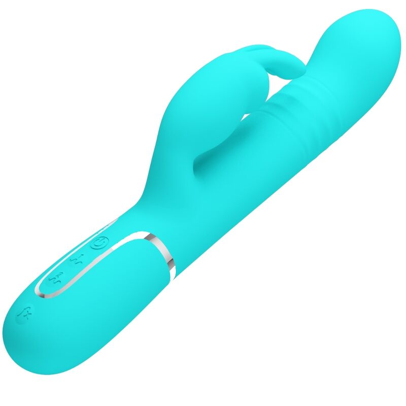 PRETTY LOVE - VIBRATEUR COALE RABBIT PERLES VERT D'EAU