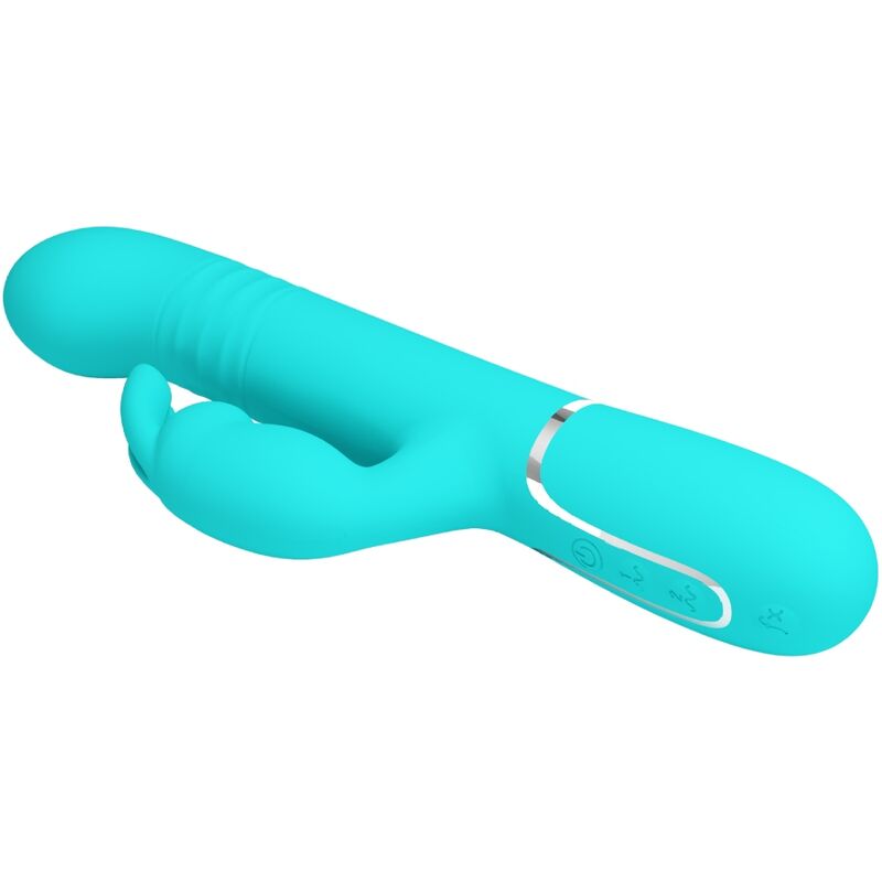 PRETTY LOVE - VIBRATEUR COALE RABBIT PERLES VERT D'EAU