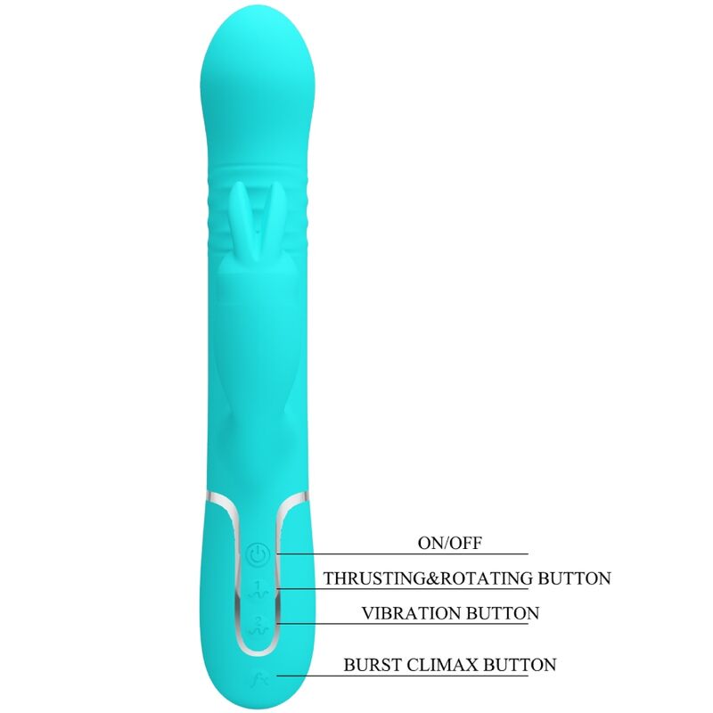 PRETTY LOVE - VIBRATEUR COALE RABBIT PERLES VERT D'EAU