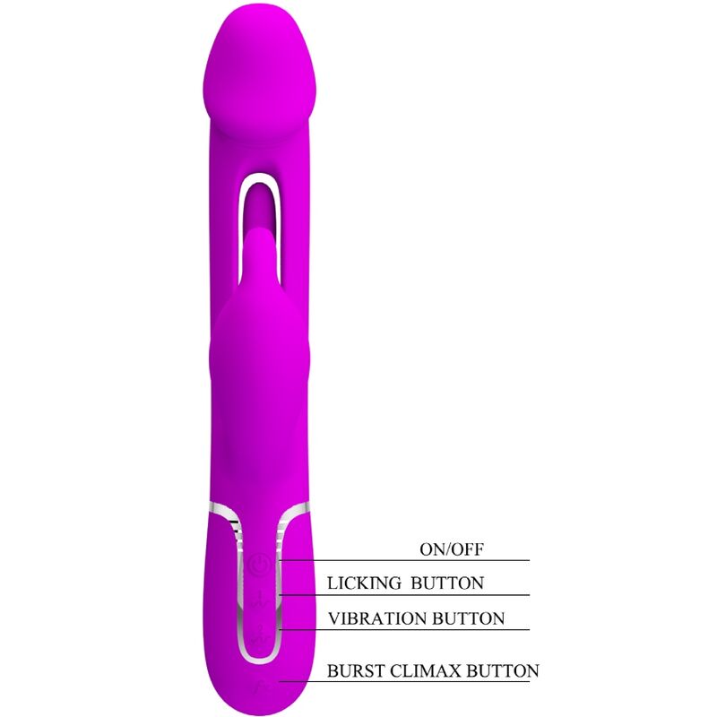 PRETTY LOVE - KAMPAS VIBREUR RABBIT 3 EN 1 MULTIFONCTION AVEC LANGUE FUCHSIA