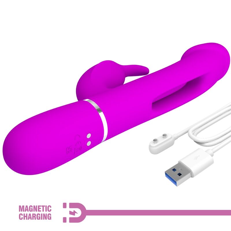PRETTY LOVE - KAMPAS VIBREUR RABBIT 3 EN 1 MULTIFONCTION AVEC LANGUE FUCHSIA