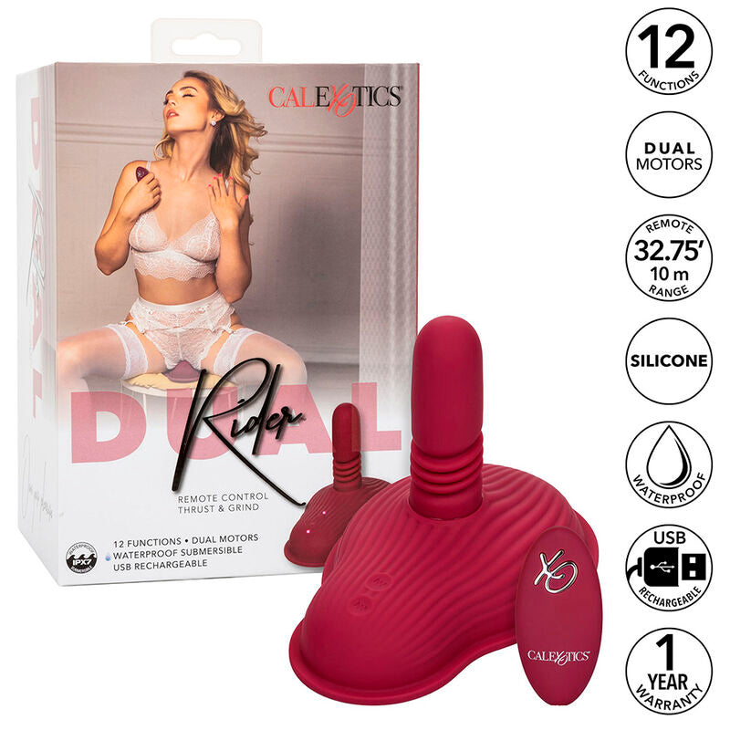 CALEXOTICS - RIDER VIBRATEUR DOUBLE MOTEUR TÉLÉCOMMANDE ROUGE