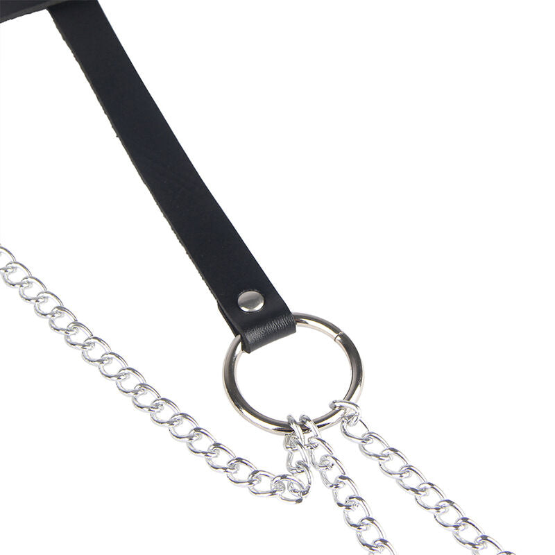 SUBBLIME - CEINTURE CHAÎNES ANNEAUX CUIR NOIR TAILLE UNIQUE