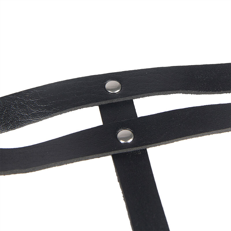 SUBBLIME - CEINTURE CHAÎNES ANNEAUX CUIR NOIR TAILLE UNIQUE