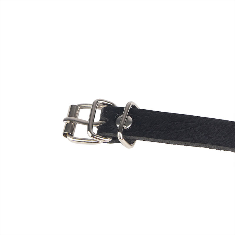 SUBBLIME - CEINTURE CHAÎNES ANNEAUX CUIR NOIR TAILLE UNIQUE