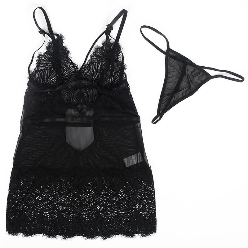 SUBBLIME - Nuisette bretelles réglables en dentelle noire L/XL