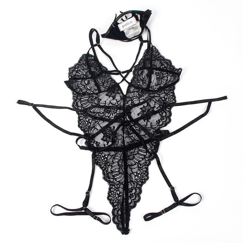 SUBBLIME - POLICE COSTUME BLACK LACE BODYSUIT L/XL
