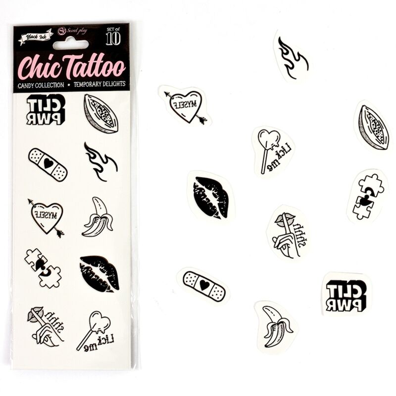SECRET PLAY - SET DE 10 TATOUAGES TEMPORAIRES CANDY COLLECTION