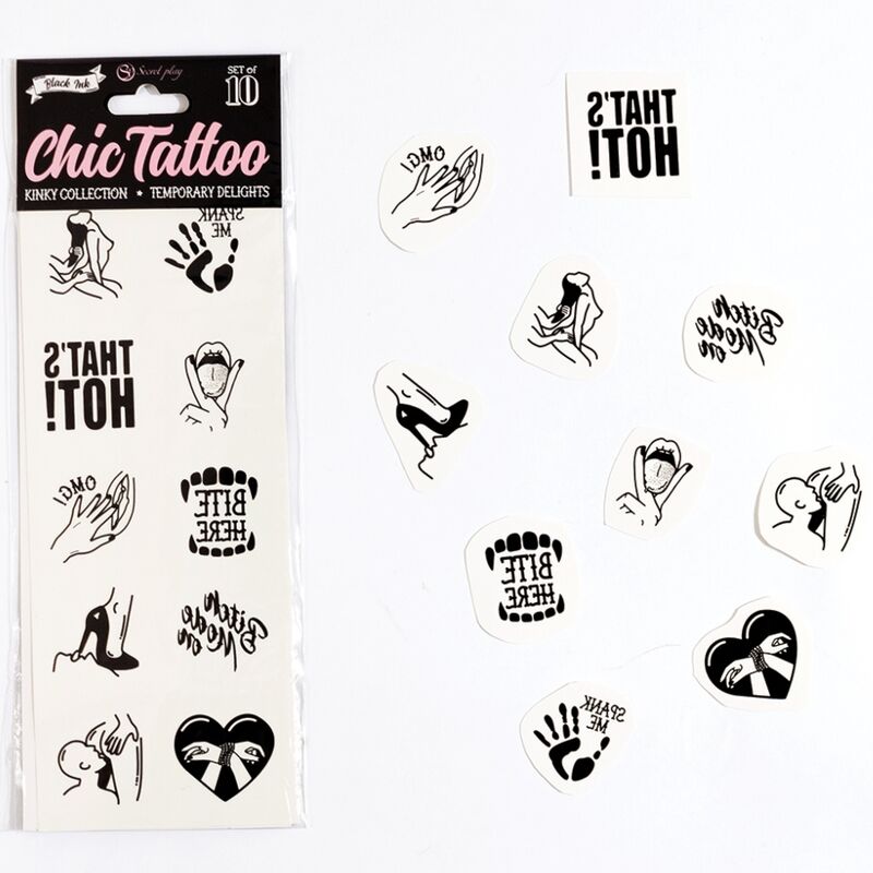 SECRET PLAY - SET DE 10 TATOUAGES TEMPORAIRES KINKY COLLECTION