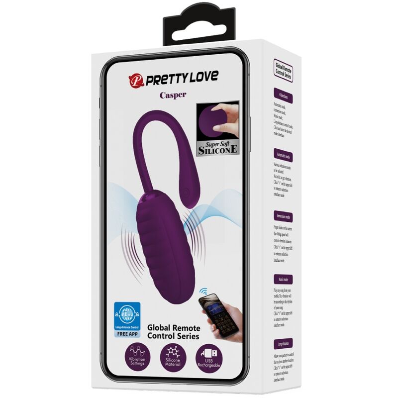 PRETTY LOVE - CASPER RECHARGEABLE VIBRATING EGG PURPLE
