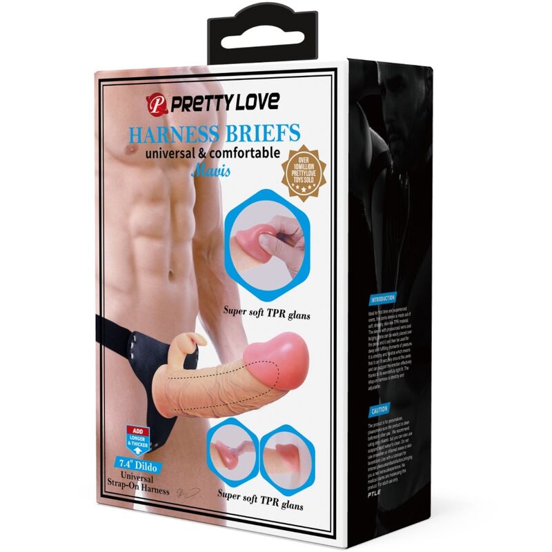 PRETTY LOVE - HARNAIS AVEC DILDO MAVIS SLIP UNIVERSEL 19 CM NATUREL