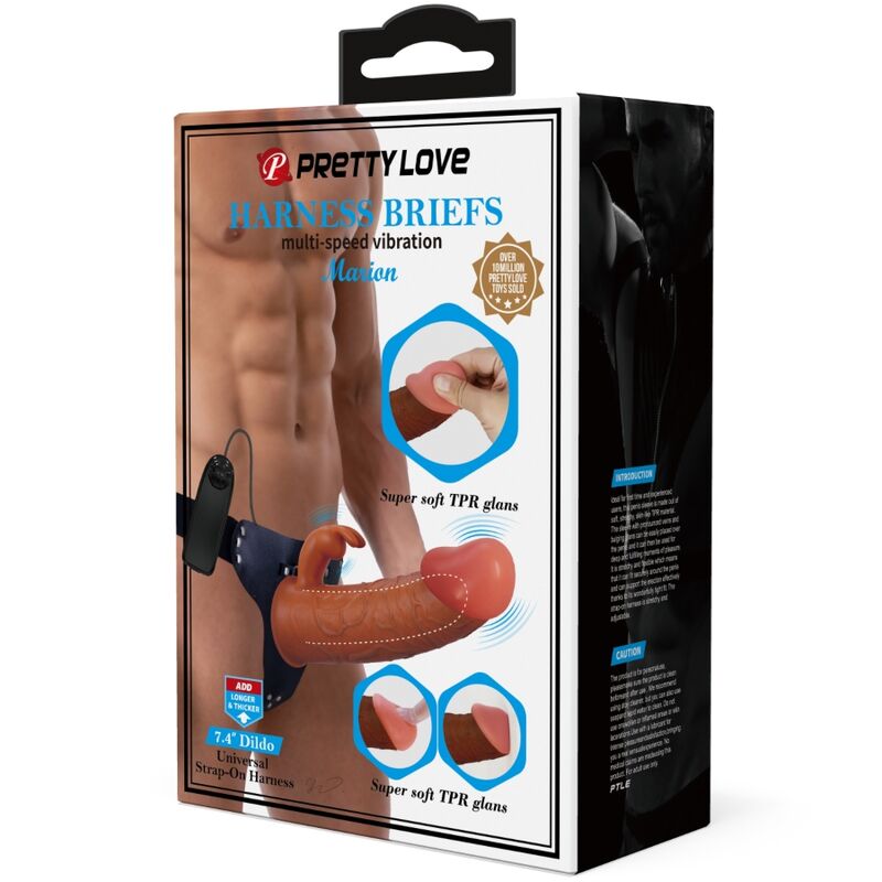 PRETTY LOVE - MARION HARNESS BRIEFS UNIVERSELS AVEC DILDO VIBRANT 19 CM MÛLATRE