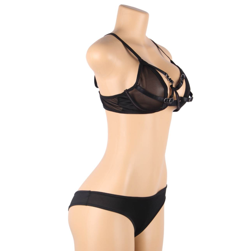 SUBBLIME - ENSEMBLE DEUX PIÈCES SOUTIEN-GORGE TRANSPARENCES ET BRETELLES S/M