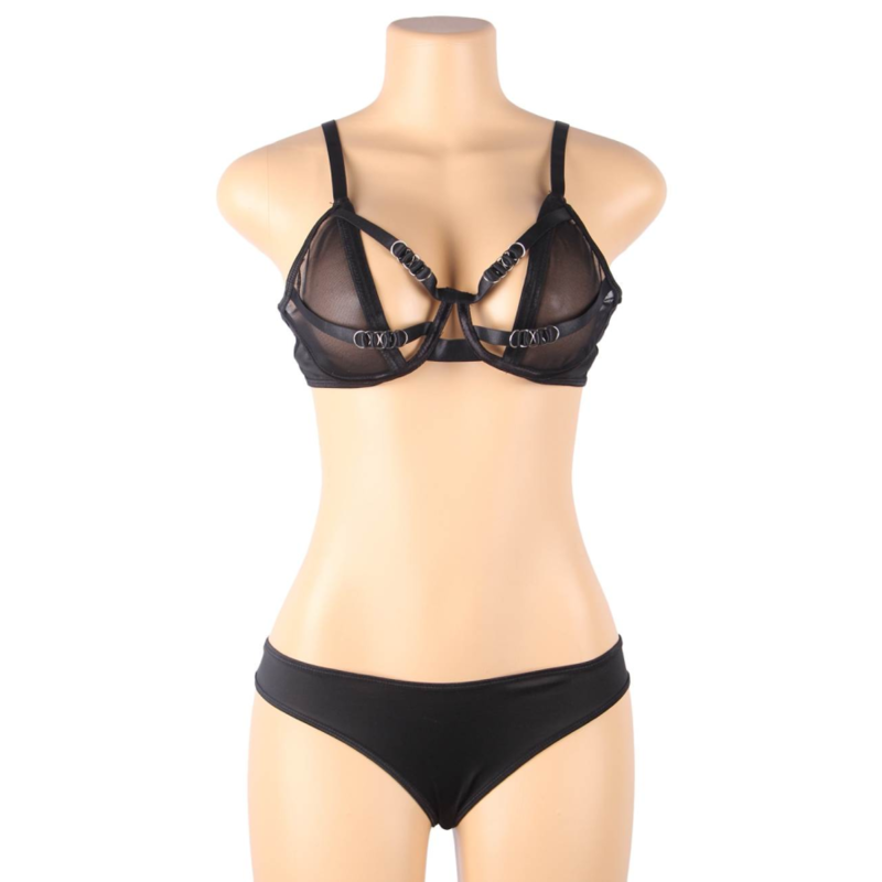 SUBBLIME - ENSEMBLE DEUX PIÈCES SOUTIEN-GORGE TRANSPARENCES ET BRETELLES S/M