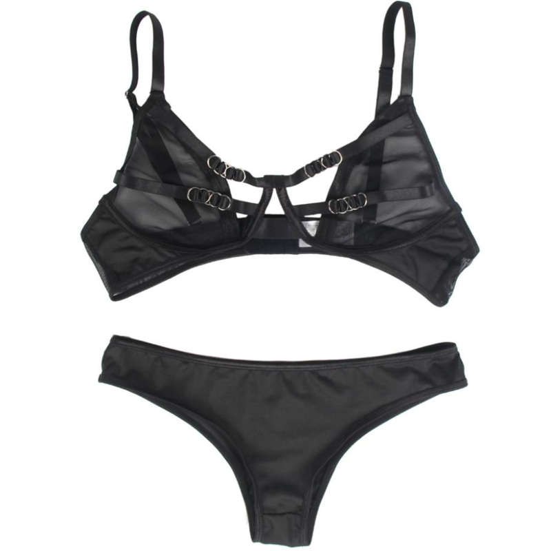 SUBBLIME - ENSEMBLE DEUX PIÈCES SOUTIEN-GORGE TRANSPARENCES ET BRETELLES S/M