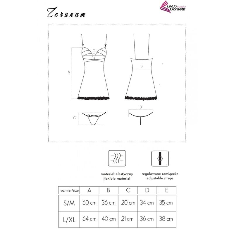 LIVCO CORSETTI FASHION - ZERUNAM SET BABYDOLL + THONG BLACK L/XL