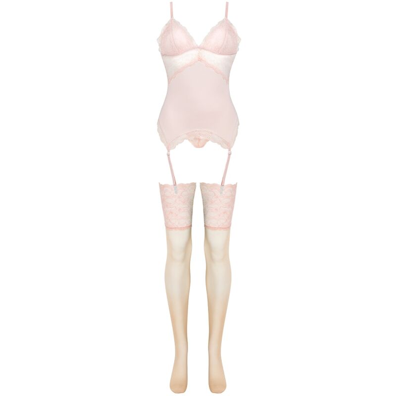 LIVCO CORSETTI FASHION - ENSEMBLE PERSINNE PEACH CORSET + CULOTTE + BAS S/M