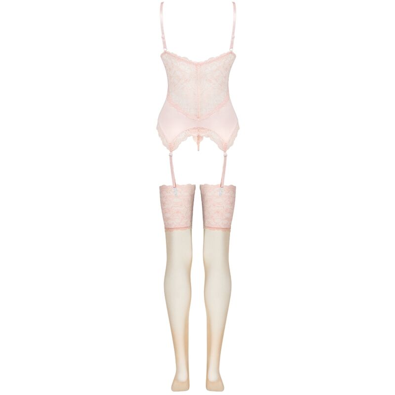LIVCO CORSETTI FASHION - ENSEMBLE PERSINNE PEACH CORSET + CULOTTE + BAS S/M
