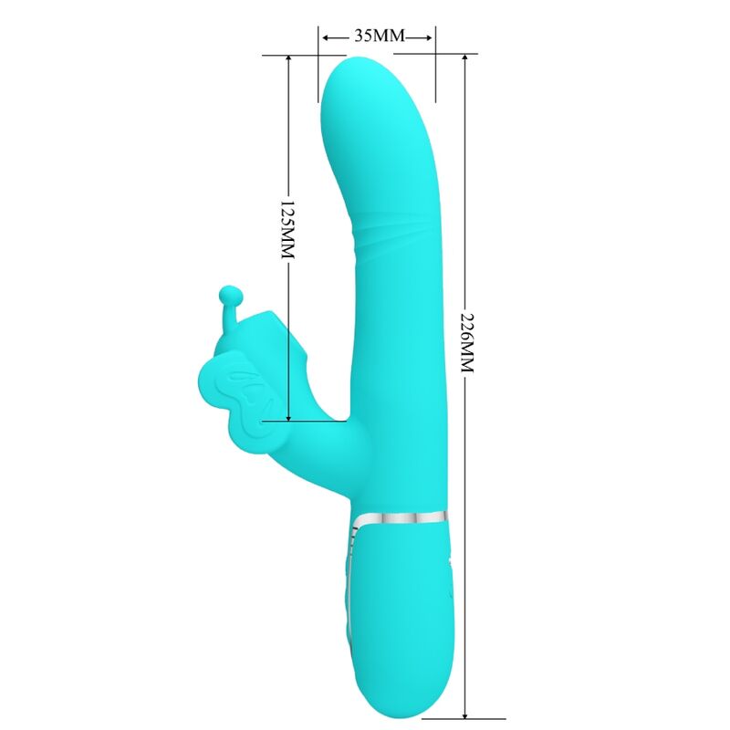 PRETTY LOVE - 4-IN-1 MULTIFUNCTION RABBIT VIBRATOR, AQUA GREEN BUTTERFLY