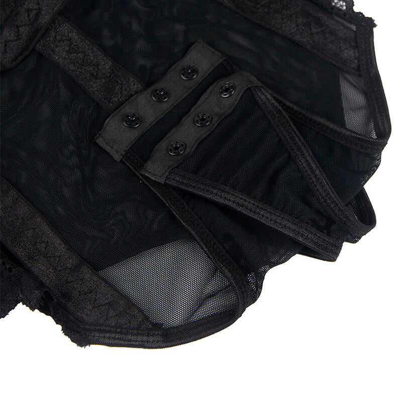 SUBBLIME - TEDDY AVEC PORTE-JARRETELLES DÉTAIL BANDES POITRINE NOIR L/XL