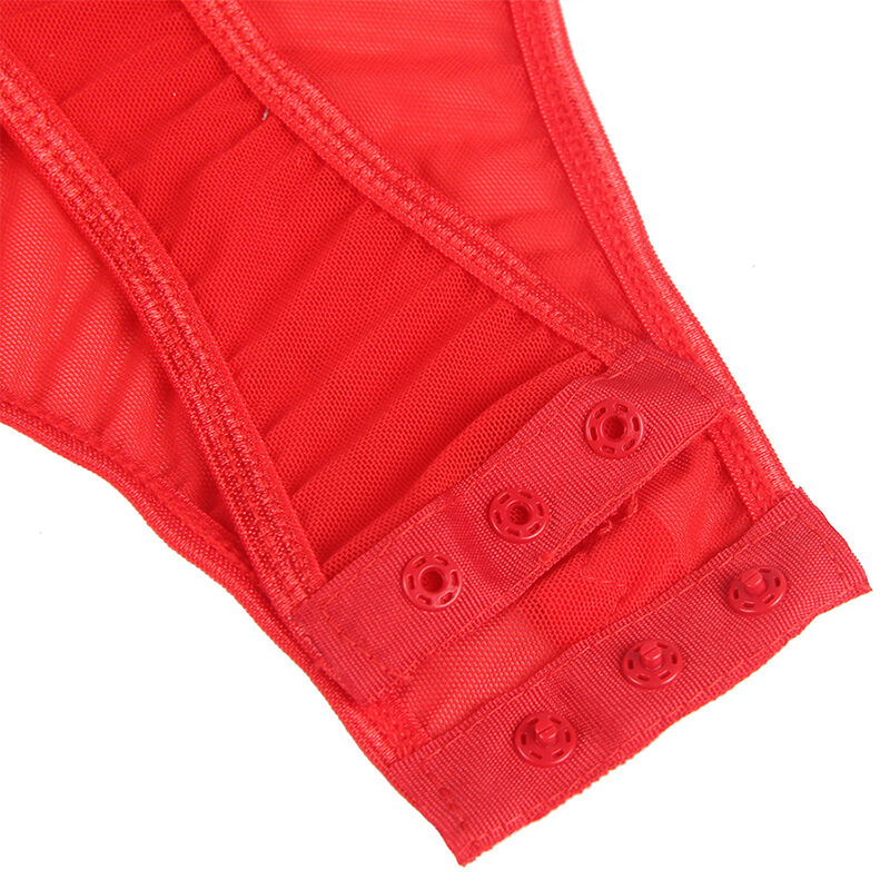 SUBBLIME - TEDDY WITH GARTER DETAIL, RED CHEST STRAP, S/M