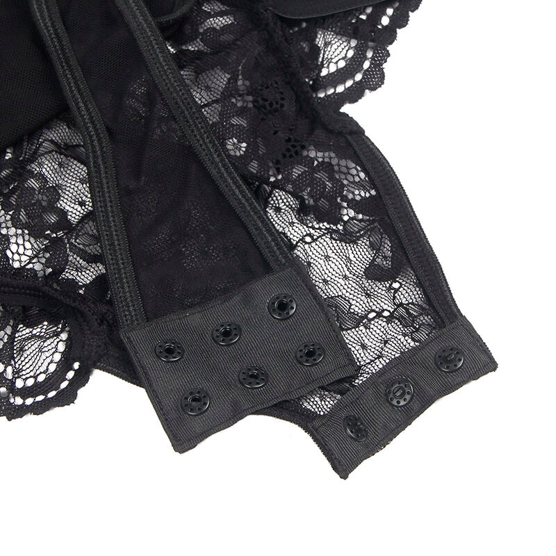 SUBBLIME - TEDDY AVEC JARRETELLES DÉTAIL DENTELLE ET BRETELETTES NOIR S/M