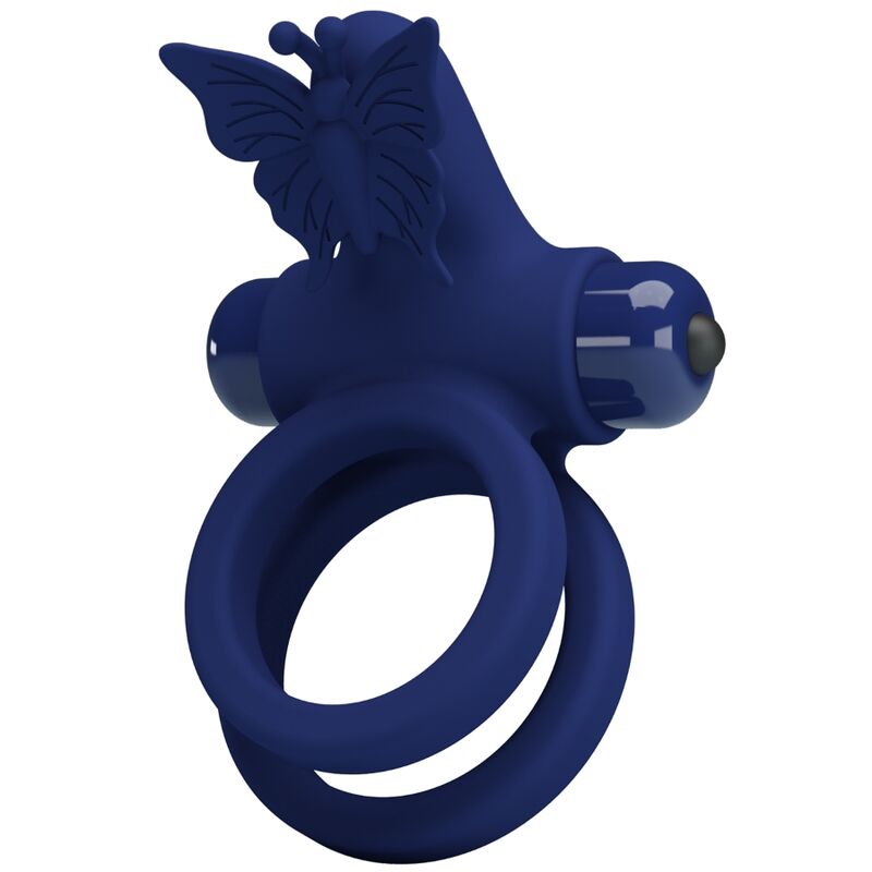 PRETTY LOVE - JAMELE DOUBLE ANNEAU VIBRANT & STIMULATEUR PAPILLON BLEU