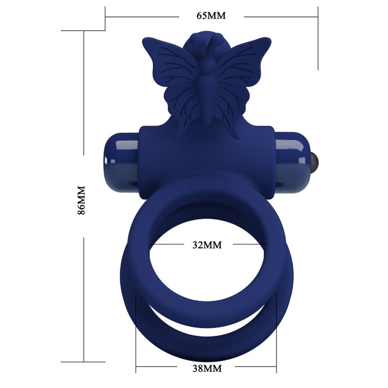 PRETTY LOVE - JAMELE DOUBLE ANNEAU VIBRANT & STIMULATEUR PAPILLON BLEU