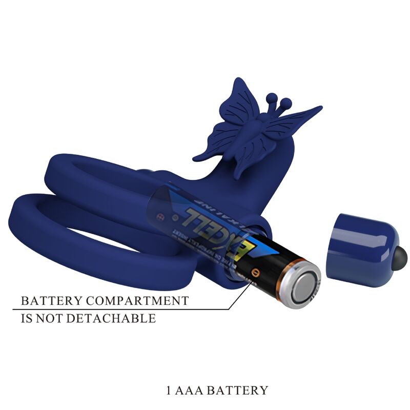 PRETTY LOVE - JAMELE DOUBLE ANNEAU VIBRANT & STIMULATEUR PAPILLON BLEU