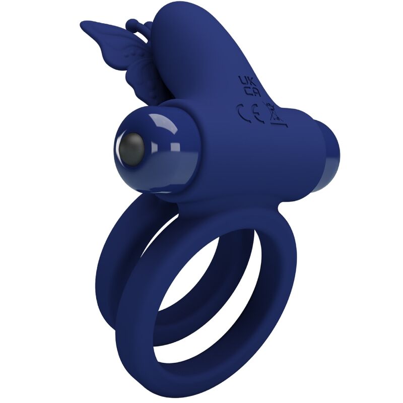 PRETTY LOVE - JAMELE DOUBLE ANNEAU VIBRANT & STIMULATEUR PAPILLON BLEU