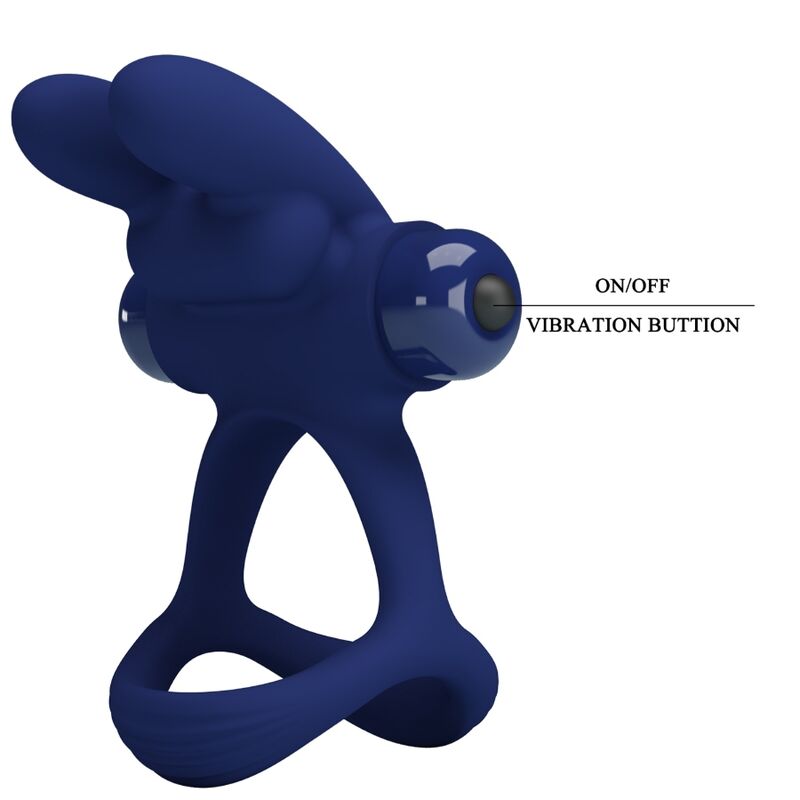 PRETTY LOVE - FRANCISCO DOUBLE RING VIBRATING RABBIT BLUE