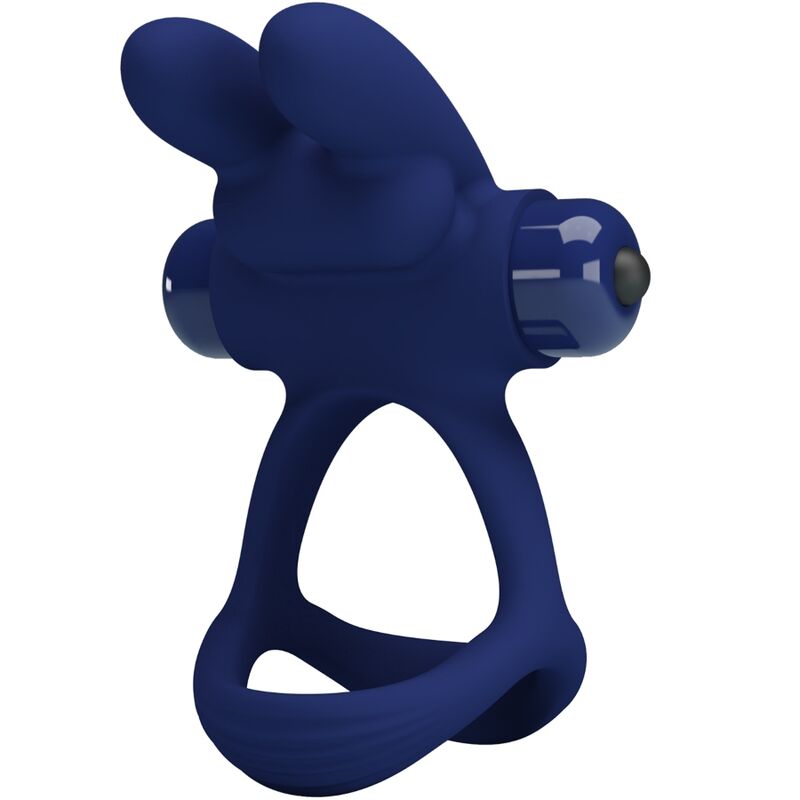 PRETTY LOVE - FRANCISCO DOUBLE RING VIBRATING RABBIT BLUE