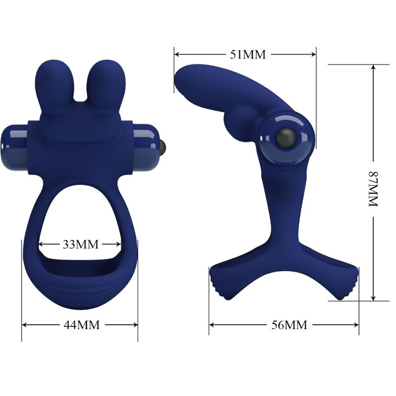 PRETTY LOVE - FRANCISCO DOUBLE RING VIBRATING RABBIT BLUE