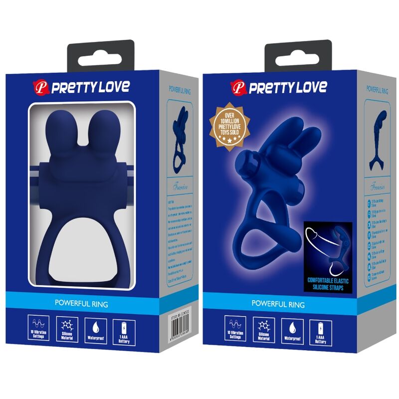 PRETTY LOVE - FRANCISCO DOUBLE RING VIBRATING RABBIT BLUE