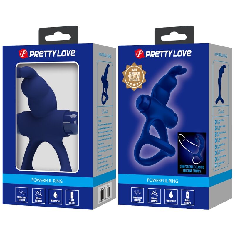 PRETTY LOVE - ANNEAU VIBRANT DOUBLE RABBIT LUCHITO BLEU