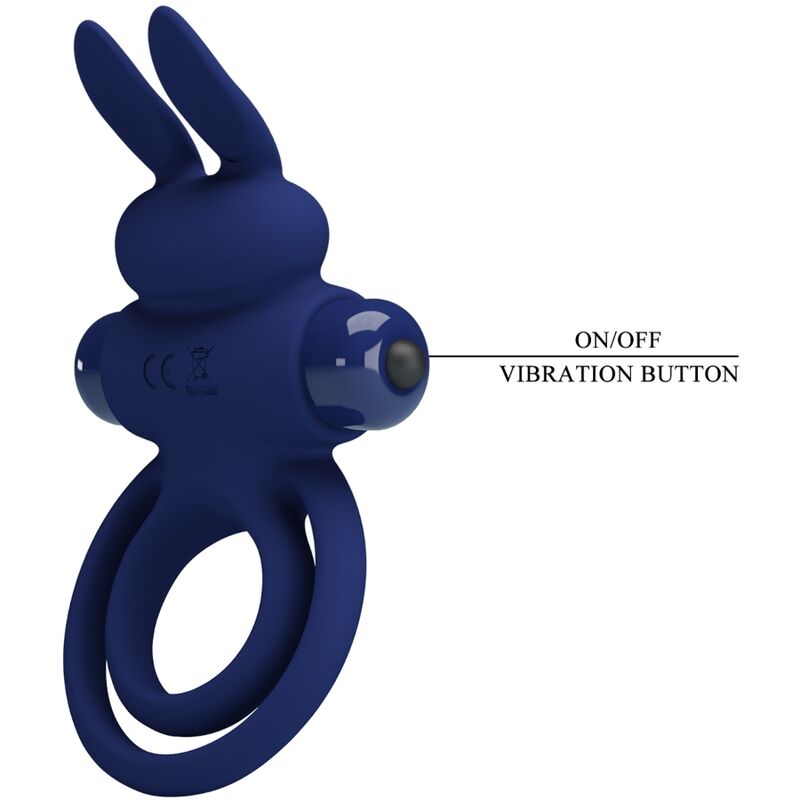 PRETTY LOVE - ANNEAU VIBRANT DOUBLE RABBIT BLEU DAREY