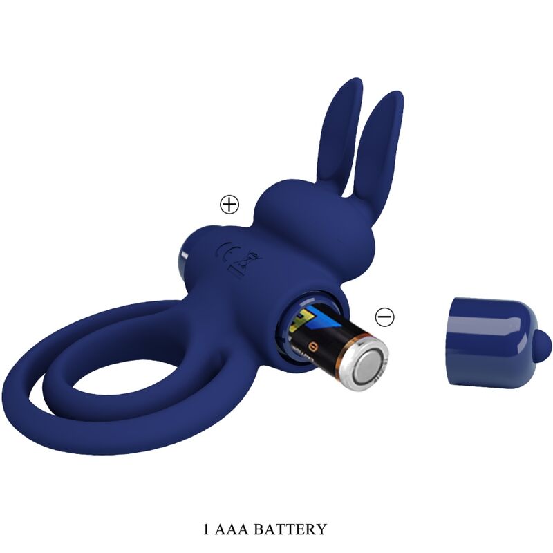 PRETTY LOVE - ANNEAU VIBRANT DOUBLE RABBIT BLEU DAREY