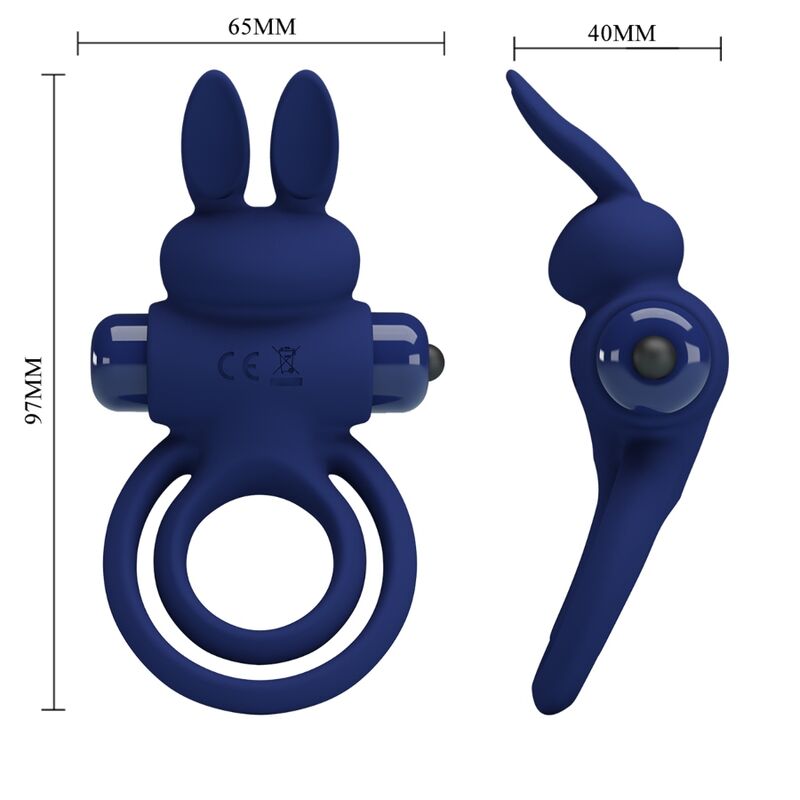 PRETTY LOVE - ANNEAU VIBRANT DOUBLE RABBIT BLEU DAREY