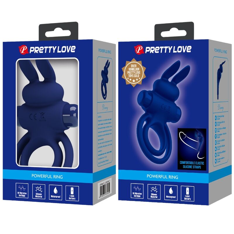 PRETTY LOVE - ANNEAU VIBRANT DOUBLE RABBIT BLEU DAREY