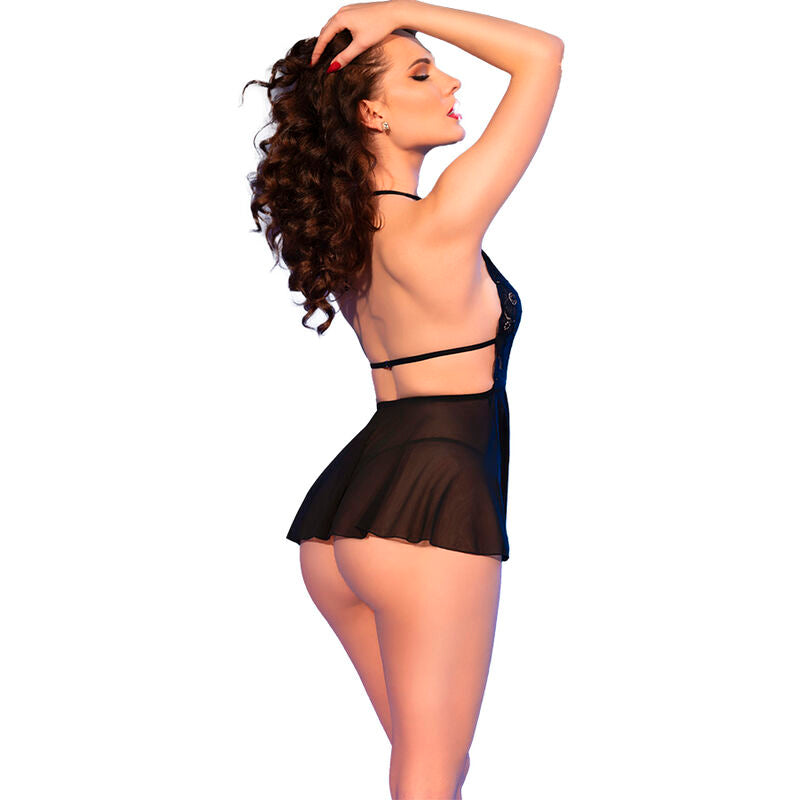 CHILIROSE - CR 4720 BABYDOLL ET TANGA NOIR S