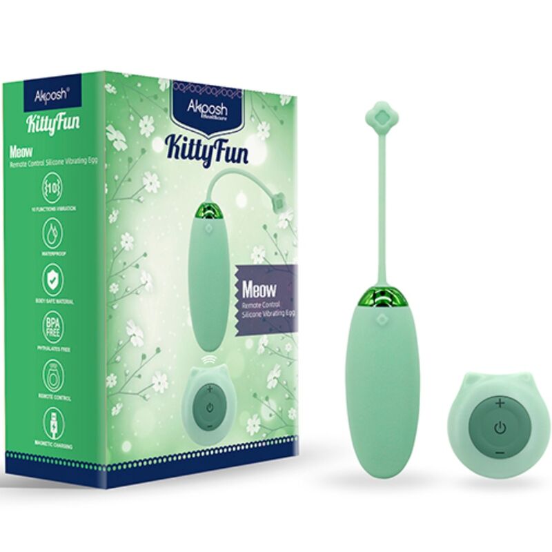 ARMONY - KITTY FUN ŒUF VIBRANT TÉLÉCOMMANDE 10 VIBRATIONS VERT