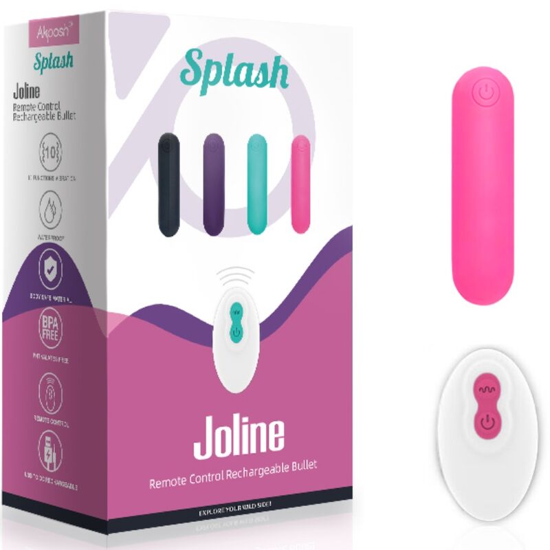 ARMONY - SPLASH JOLINE VIBREUR SILICONE TÉLÉCOMMANDE 10 VIBRATIONS 65 X 15 CM ROSE