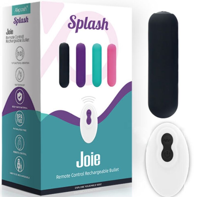 ARMONY - SPLASH JOIE VIBROBALLE SILICONE TÉLÉCOMMANDE 10 VIBRATIONS 75 X 19 CM NOIR