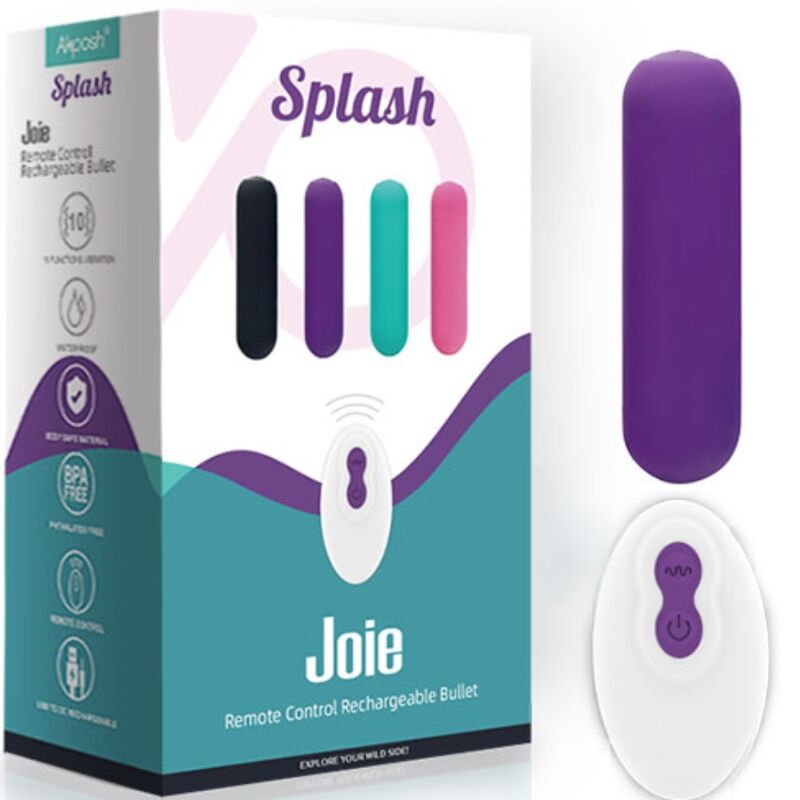 ARMONY - SPLASH JOIE SILICONE VIBRATING BULLET WITH REMOTE CONTROL, 10 VIBRATIONS, 75 X 19 CM, PURPLE