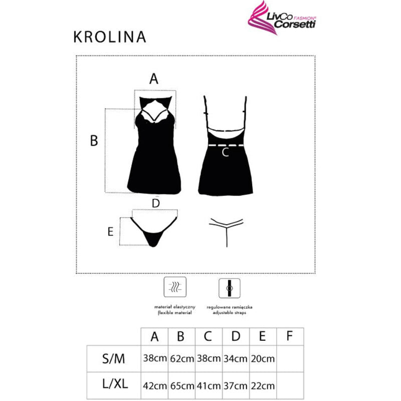 LIVCO CORSETTI FASHION - KROLINA LC 90734 CHEMISE + TANGA NOIR L/XL