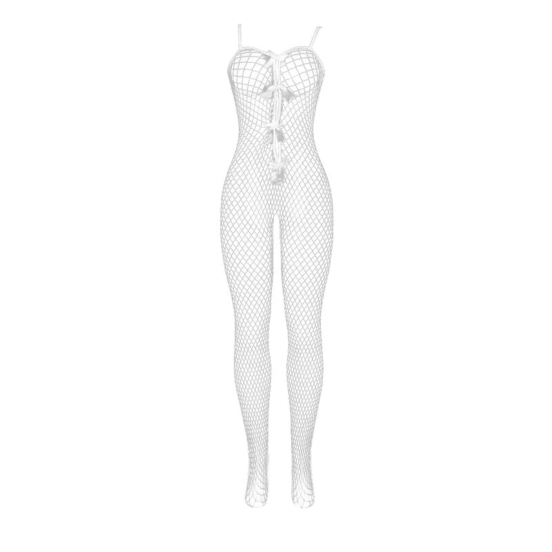 SUBBLIME - 951740 BODYSTOCKING RÉSILLE OUVERT AVEC NŒUDS BLANC TAILLE UNIQUE
